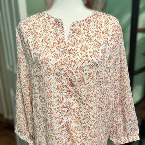 NWT Jachs Girlfriend Women's Printed with Hidden Button Blouse, Pink, L